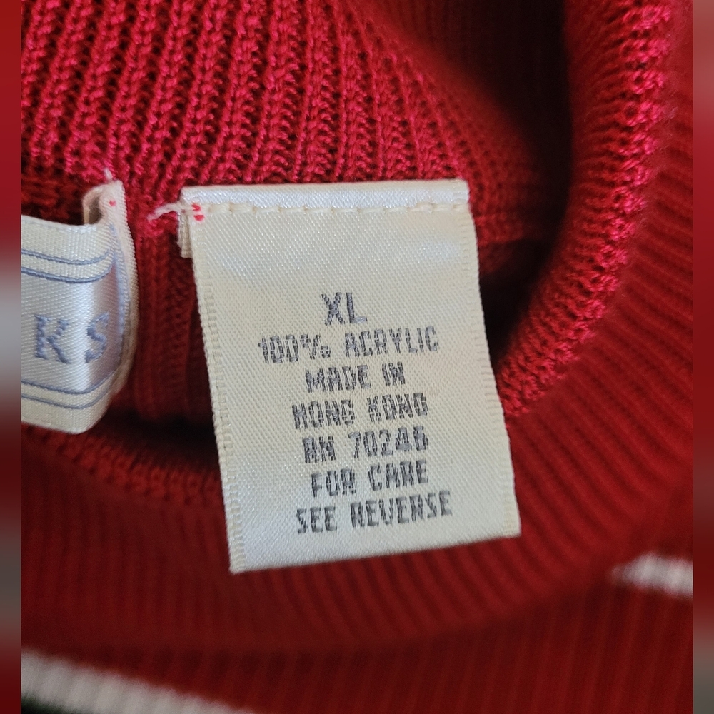Vtg Studio Works Knit Mockneck Wide Ribbed Tank Top, Women's XL, Red Striped - Picture 4 of 8